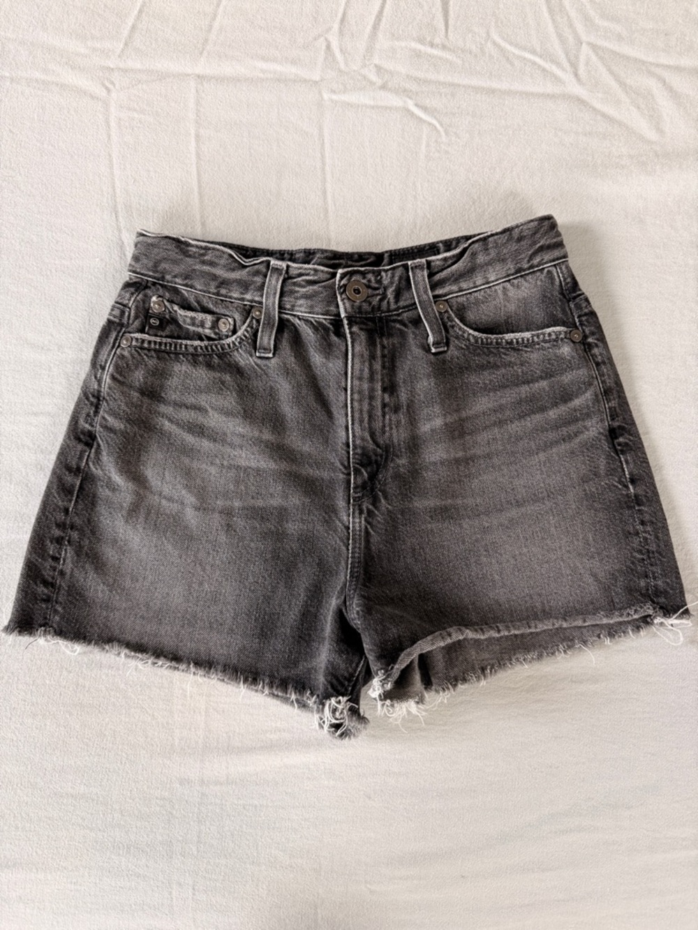 AG Adriano Goldschmied Washed Black Denim Cutoff Shorts - The Mikkel Short
